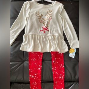 Cat & Jack toddler girls holiday Christmas outfit set size 5T
